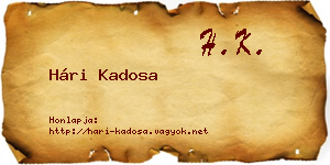 Hári Kadosa névjegykártya